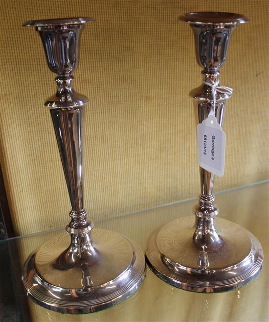 Pair George III style silver candlesticks